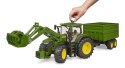 Traktor John Deere 7R 350 z ładowaczem i przyczepą