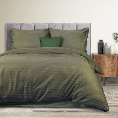 Pościel satyna bawełniana CIZGILI OLIVE GREEN/160x200 EXCLUSIVE (promocja)