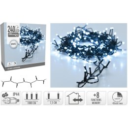 LAMPKI CHOINKOWE ŁAŃCUCH ŚWIETLNY 240 LED TIMER ZIMNY BIAŁY