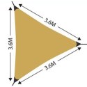 ŻAGIEL PRZECIWSŁONECZNY OGRODOWY TRÓJKĄT 3,6X3,6X3,6M ORCHA ŻÓŁTY