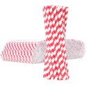 Słomki papierowe BIO ekologiczne PAPER STRAWS grube 8/205mm - biało-czerwone 500szt.