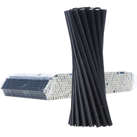 Słomki papierowe BIO ekologiczne PAPER STRAWS grube 8/205mm - czarne 500szt.