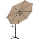 Parasol ogrodowy na wysięgniku okrągły uchylny śr. 300 cm szarobrązowy