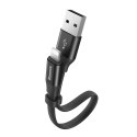 Płaski kabel przewód USB Iphone Lightning z uchwytem 2A 23CM czarny