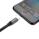 Płaski kabel przewód USB Iphone Lightning z uchwytem 2A 23CM czarny