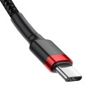 Wytrzymały elastyczny kabel przewód USB-C PD PD 2.0 60W 20V 3A QC3.0 1M czarny-czerwony