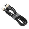 Wytrzymały elastyczny kabel przewód USB Iphone Lightning QC3.0 1.5A 2M czarno-złoty