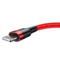 Wytrzymały elastyczny kabel przewód USB Iphone Lightning QC3.0 1.5A 2M czerwony