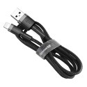 Wytrzymały elastyczny kabel przewód USB Iphone Lightning QC3.0 2.4A 0.5M czarno-szary