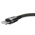 Wytrzymały elastyczny kabel przewód USB Iphone Lightning QC3.0 2.4A 0.5M czarno-szary