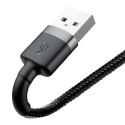 Wytrzymały elastyczny kabel przewód USB Iphone Lightning QC3.0 2.4A 0.5M czarno-szary