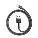 Wytrzymały elastyczny kabel przewód USB Iphone Lightning QC3.0 2.4A 0.5M czarno-szary