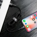 Wytrzymały elastyczny kabel przewód USB Iphone Lightning QC3.0 2.4A 0.5M czarno-szary