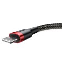 Wytrzymały elastyczny kabel przewód USB Iphone Lightning QC3.0 2.4A 1M czarno-czerwony