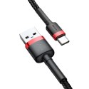 Wytrzymały elastyczny kabel przewód USB USB-C QC3.0 3A 1M czarno-czerwony