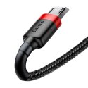 Wytrzymały elastyczny kabel przewód USB microUSB 1.5A 2M czarno-czerwony