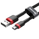 Wytrzymały elastyczny kabel przewód USB microUSB 1.5A 2M czarno-czerwony