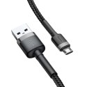 Wytrzymały elastyczny kabel przewód USB microUSB 1.5A 2M czarno-szary