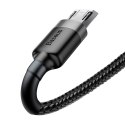 Wytrzymały elastyczny kabel przewód USB microUSB 1.5A 2M czarno-szary