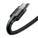 Wytrzymały elastyczny kabel przewód USB microUSB QC3.0 2.4A 0.5M czarno-szary