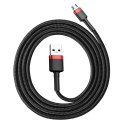 Wytrzymały elastyczny kabel przewód USB microUSB QC3.0 2.4A 1M czarno-czerwony