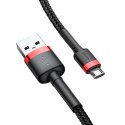 Wytrzymały elastyczny kabel przewód USB microUSB QC3.0 2.4A 1M czarno-czerwony