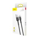 Wytrzymały elastyczny kabel przewód USB microUSB QC3.0 2.4A 1M czarno-szary