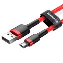 Wytrzymały elastyczny kabel przewód USB microUSB QC3.0 2.4A 1M czerwony