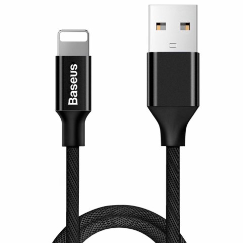 Wytrzymały kabel przewód w materiałowym oplocie USB Iphone Lightning 1.2M czarny