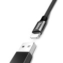 Wytrzymały kabel przewód w materiałowym oplocie USB Iphone Lightning 1.2M czarny