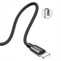 Wytrzymały kabel przewód w materiałowym oplocie USB Iphone Lightning 1.2M czarny