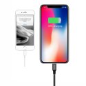 Wytrzymały kabel przewód w materiałowym oplocie USB Iphone Lightning 1.2M czarny