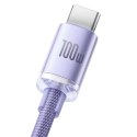 Kabel przewód do szybkiego ładowania i transferu danych USB USB-C 100W 2m fioletowy