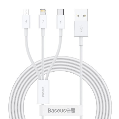 Superior 3w1 kabel USB Iphone Lightning USB-C microUSB 3.5 A 1.5 m Biały