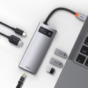 Wielofunkcyjny HUB 6w1 USB USB-C PD HDMI 3x USB 3.2 RJ45 Szary