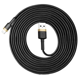 Wytrzymały nylonowy kabel przewód USB Iphone Lightning QC3.0 2A 3M czarno-złoty