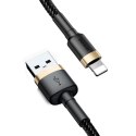 Wytrzymały nylonowy kabel przewód USB Iphone Lightning QC3.0 2A 3M czarno-złoty