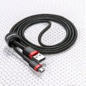 Wytrzymały nylonowy kabel przewód USB microUSB 2A 3M czarno-czerwony