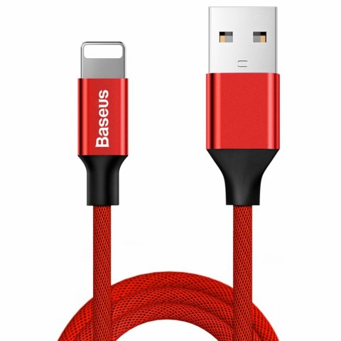 Kabel przewód w materiałowym oplocie USB - iPhone Lightning 1.8m - czerwony