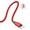 Kabel przewód w materiałowym oplocie USB - iPhone Lightning 1.8m - czerwony