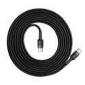 Wytrzymały kabel przewód w oplocie USB-C do USB-C QC3 2m - czarno-szary