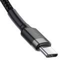 Wytrzymały kabel przewód w oplocie USB-C do USB-C QC3 2m - czarno-szary