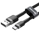 Wytrzymały kabel przewód w oplocie USB do USB-C QC3 0.5m - czarno-szary