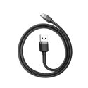 Wytrzymały kabel przewód w oplocie USB do USB-C QC3 0.5m - czarno-szary