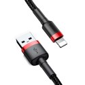 Wytrzymały kabel przewód w oplocie USB do iPhone Lightning QC3 2m - czarno-czerwony