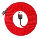 Wytrzymały nylonowy kabel przewód USB - iPhone Lightning QC3 3m - czerwony