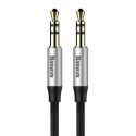 Kabel przewód audio stereo Yiven M30 AUX 3.5mm Mini Jack 1.5m - srebrno-czarny