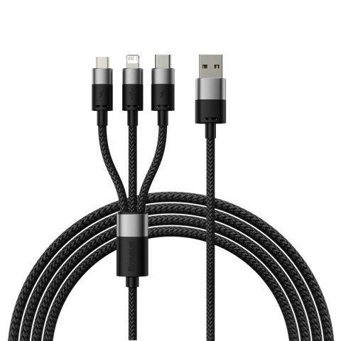 Kabel przewód do telefonu StarSpeed 3w1 USB - micro USB / iPhone Lightning / USB-C 1.2m - czarny