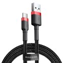 Wytrzymały nylonowy kabel przewód USB - USB-C QC3.0 3A 0.5M czarno-czerwony