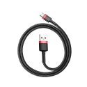 Wytrzymały nylonowy kabel przewód USB - USB-C QC3.0 3A 0.5M czarno-czerwony